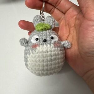 Hand crochet Totoro keychain charm